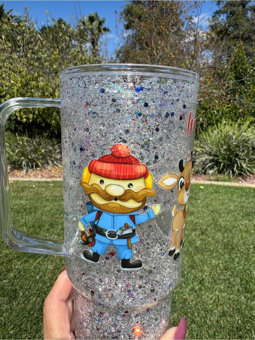 Rudolph the red nosed reindeer Were all Misfits snow globe tumbler 40oz